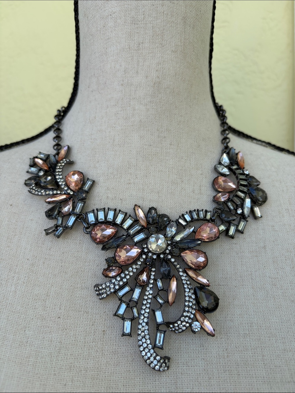 Joan Rivers Classics Collection Tear drop and Baguette Crystals Bib necklace